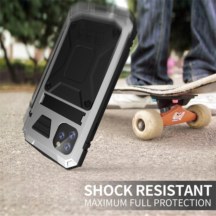 For iPhone 11 Pro Shockproof Waterproof Dust-proof Metal + Silicone Protective Case with Holder(Silver) - iPhone 11 Pro Cases by buy2fix | Online Shopping UK | buy2fix