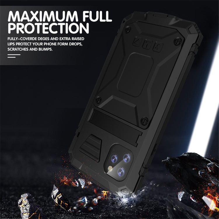 For iPhone 11 Pro Max Shockproof Waterproof Dust-proof Metal + Silicone Protective Case with Holder(Black) - iPhone 11 Pro Max Cases by buy2fix | Online Shopping UK | buy2fix