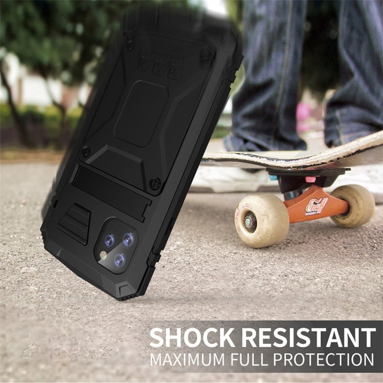 For iPhone 11 Pro Max Shockproof Waterproof Dust-proof Metal + Silicone Protective Case with Holder(Black) - iPhone 11 Pro Max Cases by buy2fix | Online Shopping UK | buy2fix