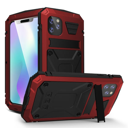 For iPhone 11 Pro Max Shockproof Waterproof Dust-proof Metal + Silicone Protective Case with Holder(Red) - iPhone 11 Pro Max Cases by buy2fix | Online Shopping UK | buy2fix