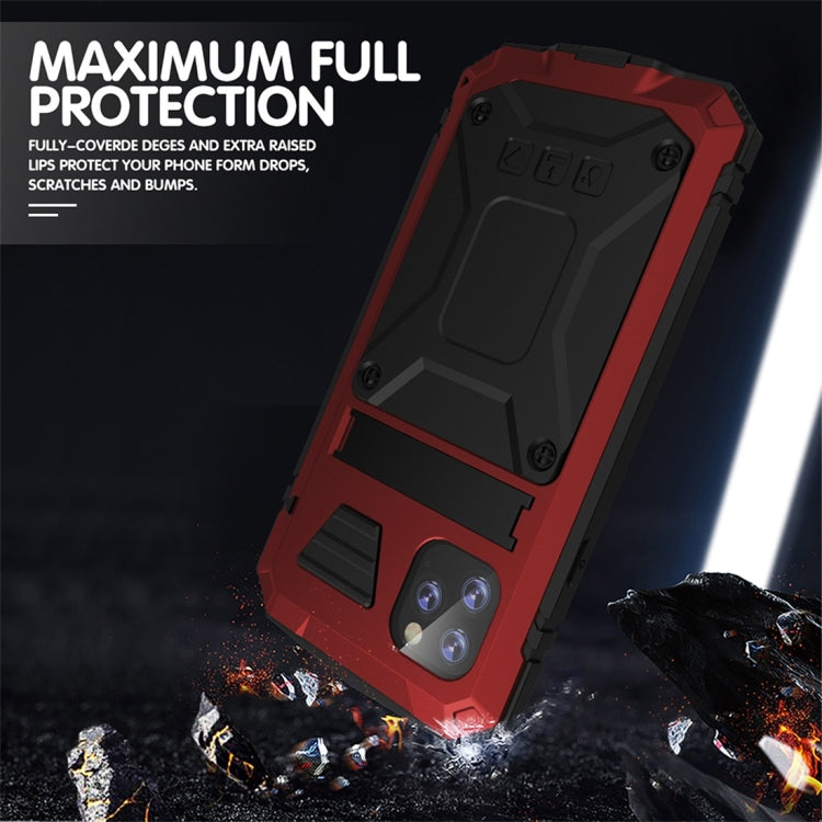 For iPhone 11 Pro Max Shockproof Waterproof Dust-proof Metal + Silicone Protective Case with Holder(Red) - iPhone 11 Pro Max Cases by buy2fix | Online Shopping UK | buy2fix