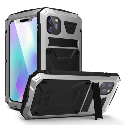 For iPhone 11 Pro Max Shockproof Waterproof Dust-proof Metal + Silicone Protective Case with Holder(Silver) - iPhone 11 Pro Max Cases by buy2fix | Online Shopping UK | buy2fix