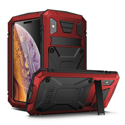 For iPhone XS Max Shockproof Waterproof Dust-proof Metal + Silicone Protective Case with Holder(Red) - More iPhone Cases by buy2fix | Online Shopping UK | buy2fix