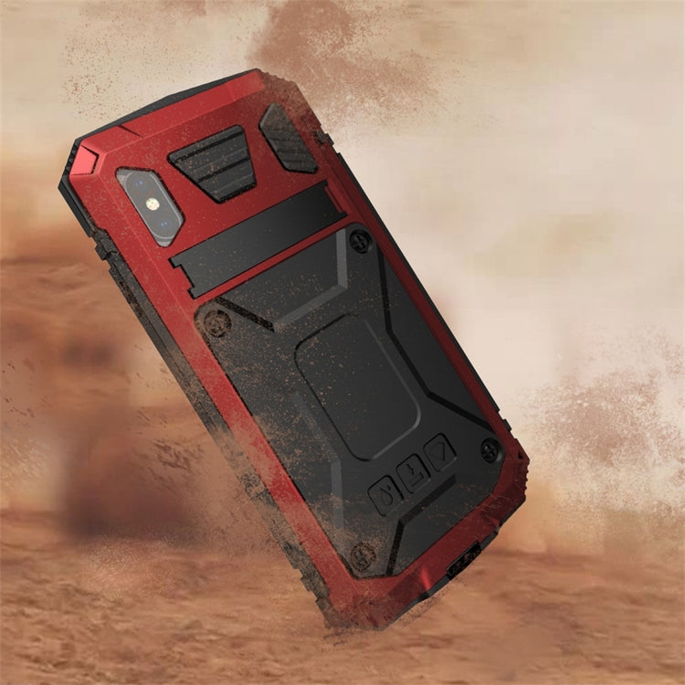 For iPhone XS Max Shockproof Waterproof Dust-proof Metal + Silicone Protective Case with Holder(Red) - More iPhone Cases by buy2fix | Online Shopping UK | buy2fix