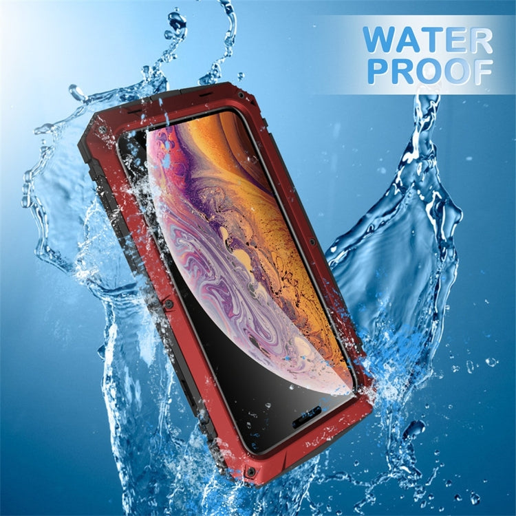 For iPhone XS Max Shockproof Waterproof Dust-proof Metal + Silicone Protective Case with Holder(Red) - More iPhone Cases by buy2fix | Online Shopping UK | buy2fix
