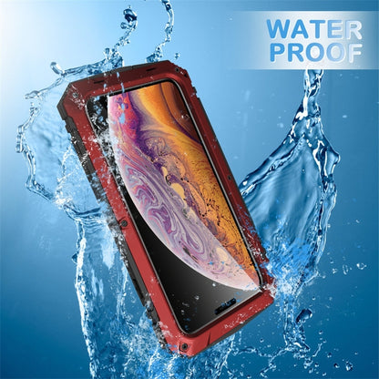 For iPhone XS Max Shockproof Waterproof Dust-proof Metal + Silicone Protective Case with Holder(Red) - More iPhone Cases by buy2fix | Online Shopping UK | buy2fix