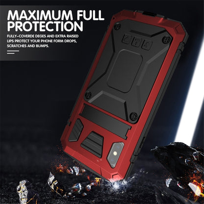 For iPhone XS Max Shockproof Waterproof Dust-proof Metal + Silicone Protective Case with Holder(Red) - More iPhone Cases by buy2fix | Online Shopping UK | buy2fix