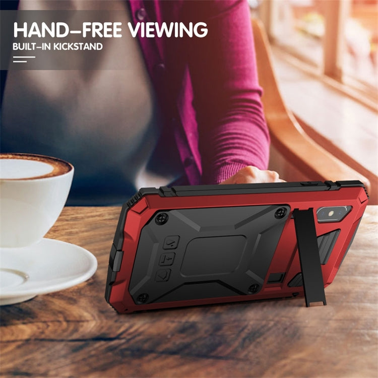 For iPhone XS Max Shockproof Waterproof Dust-proof Metal + Silicone Protective Case with Holder(Red) - More iPhone Cases by buy2fix | Online Shopping UK | buy2fix