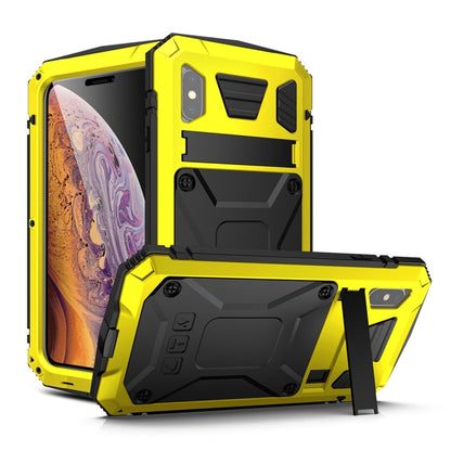 For iPhone XS Max Shockproof Waterproof Dust-proof Metal + Silicone Protective Case with Holder(Yellow) - More iPhone Cases by buy2fix | Online Shopping UK | buy2fix