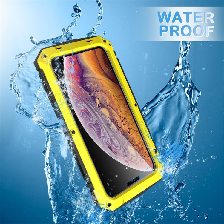For iPhone XS Max Shockproof Waterproof Dust-proof Metal + Silicone Protective Case with Holder(Yellow) - More iPhone Cases by buy2fix | Online Shopping UK | buy2fix