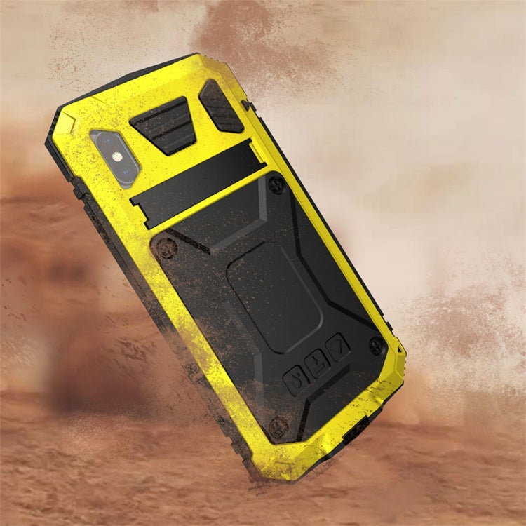 For iPhone XS Max Shockproof Waterproof Dust-proof Metal + Silicone Protective Case with Holder(Yellow) - More iPhone Cases by buy2fix | Online Shopping UK | buy2fix