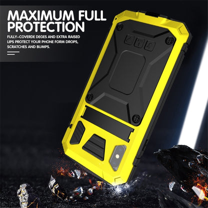 For iPhone XS Max Shockproof Waterproof Dust-proof Metal + Silicone Protective Case with Holder(Yellow) - More iPhone Cases by buy2fix | Online Shopping UK | buy2fix