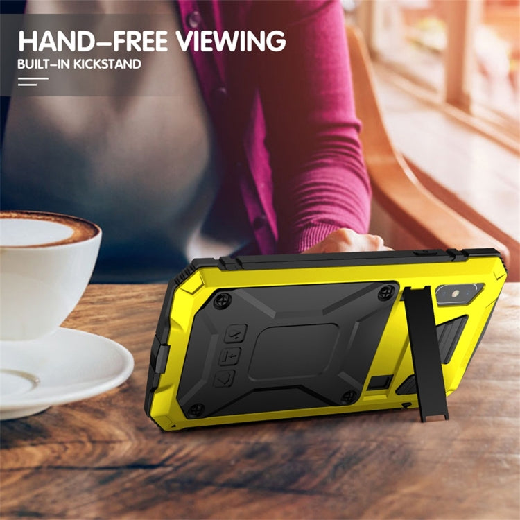 For iPhone XS Max Shockproof Waterproof Dust-proof Metal + Silicone Protective Case with Holder(Yellow) - More iPhone Cases by buy2fix | Online Shopping UK | buy2fix