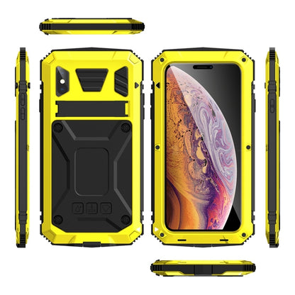 For iPhone XS Max Shockproof Waterproof Dust-proof Metal + Silicone Protective Case with Holder(Yellow) - More iPhone Cases by buy2fix | Online Shopping UK | buy2fix