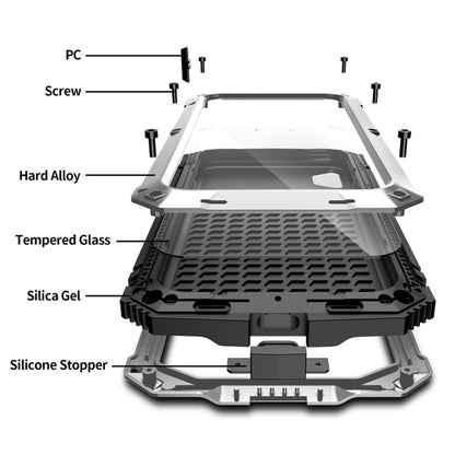 For iPhone XS Max Shockproof Waterproof Dust-proof Metal + Silicone Protective Case with Holder(Silver) - More iPhone Cases by buy2fix | Online Shopping UK | buy2fix