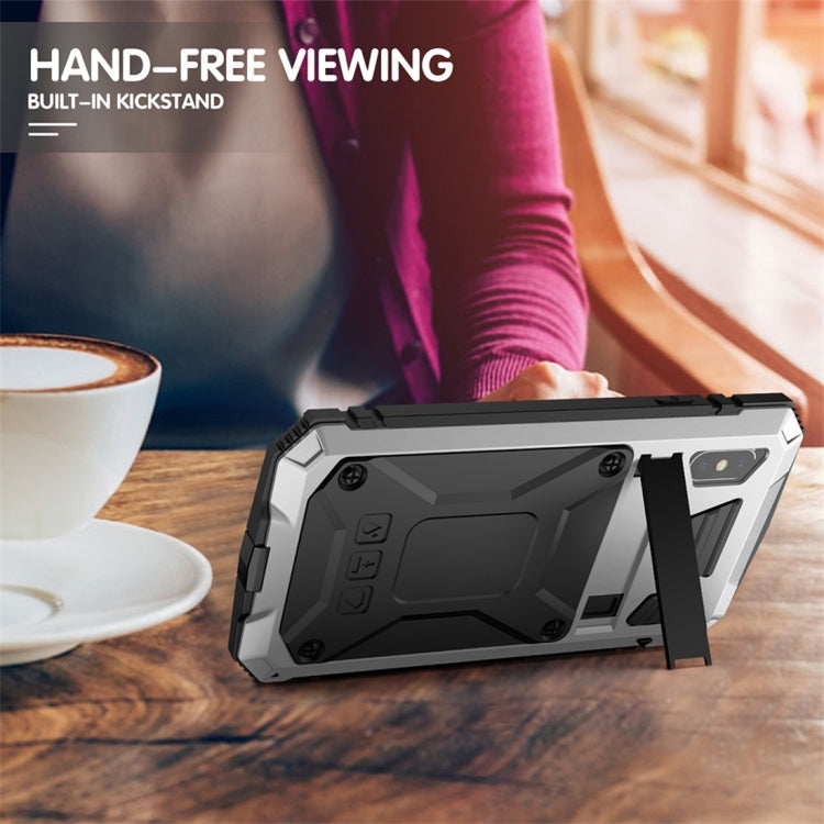 For iPhone XS Max Shockproof Waterproof Dust-proof Metal + Silicone Protective Case with Holder(Silver) - More iPhone Cases by buy2fix | Online Shopping UK | buy2fix