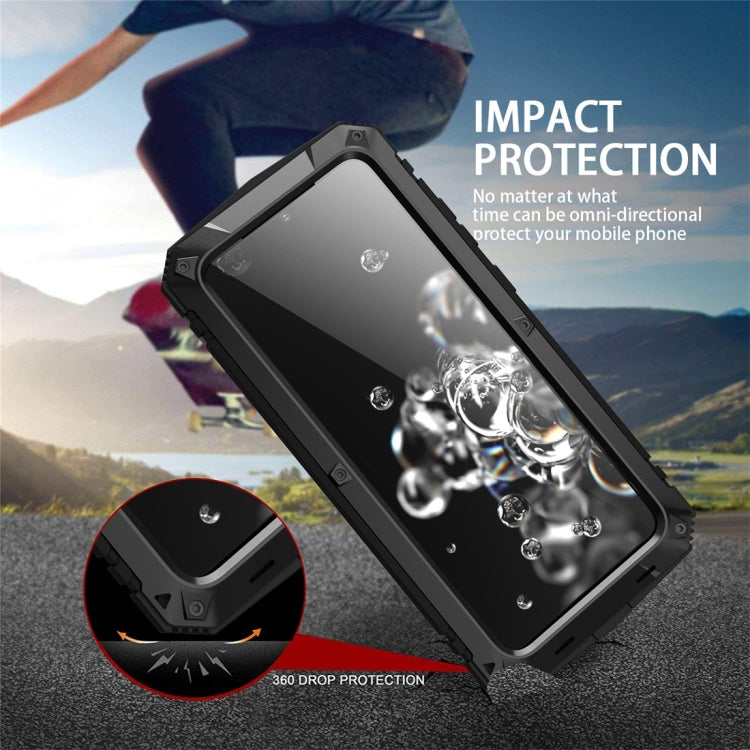 For Galaxy S20 Ultra Shockproof Waterproof Dust-proof Metal + Silicone Protective Case with Holder(Black) - Galaxy Phone Cases by buy2fix | Online Shopping UK | buy2fix
