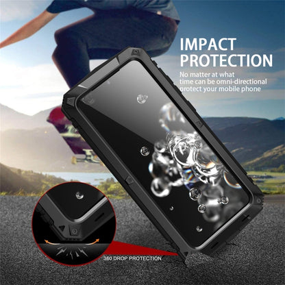 For Galaxy S20 Ultra Shockproof Waterproof Dust-proof Metal + Silicone Protective Case with Holder(Black) - Galaxy Phone Cases by buy2fix | Online Shopping UK | buy2fix