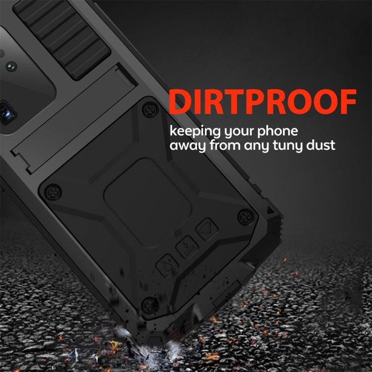 For Galaxy S20 Ultra Shockproof Waterproof Dust-proof Metal + Silicone Protective Case with Holder(Black) - Galaxy Phone Cases by buy2fix | Online Shopping UK | buy2fix