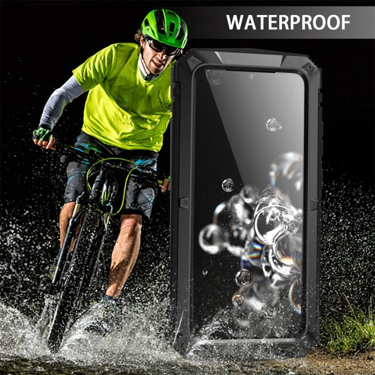 For Galaxy S20 Ultra Shockproof Waterproof Dust-proof Metal + Silicone Protective Case with Holder(Black) - Galaxy Phone Cases by buy2fix | Online Shopping UK | buy2fix