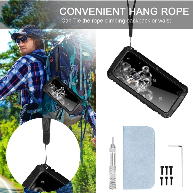 For Galaxy S20 Ultra Shockproof Waterproof Dust-proof Metal + Silicone Protective Case with Holder(Black) - Galaxy Phone Cases by buy2fix | Online Shopping UK | buy2fix