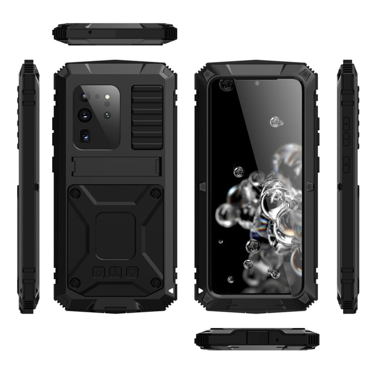 For Galaxy S20 Ultra Shockproof Waterproof Dust-proof Metal + Silicone Protective Case with Holder(Black) - Galaxy Phone Cases by buy2fix | Online Shopping UK | buy2fix