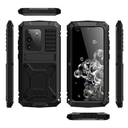 For Galaxy S20 Ultra Shockproof Waterproof Dust-proof Metal + Silicone Protective Case with Holder(Black) - Galaxy Phone Cases by buy2fix | Online Shopping UK | buy2fix