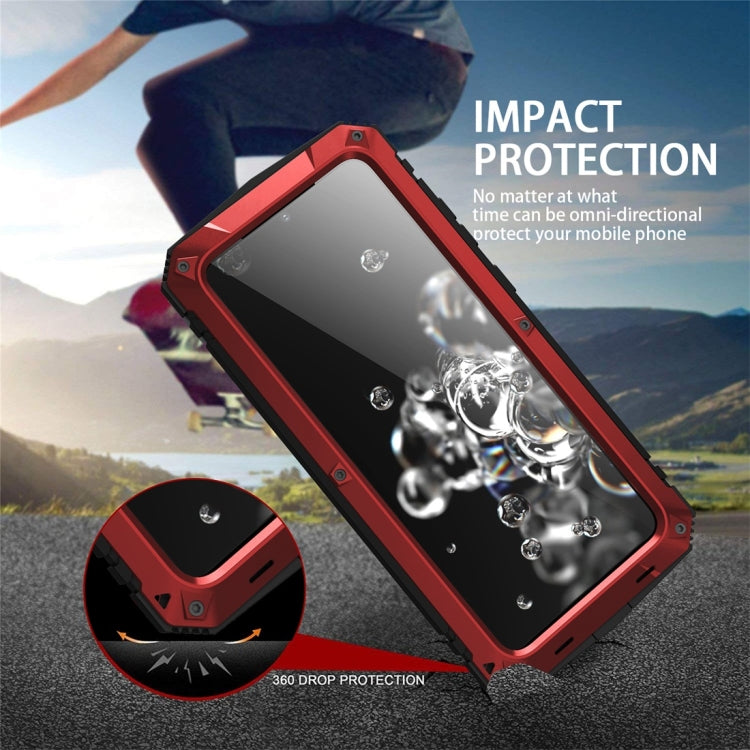 For Galaxy S20 Ultra Shockproof Waterproof Dust-proof Metal + Silicone Protective Case with Holder(Red) - Galaxy Phone Cases by buy2fix | Online Shopping UK | buy2fix