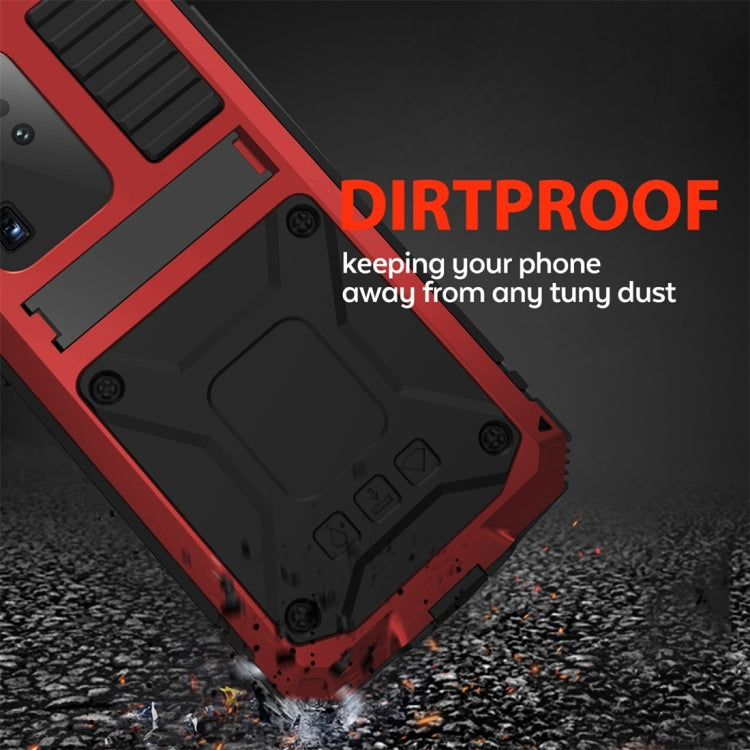 For Galaxy S20 Ultra Shockproof Waterproof Dust-proof Metal + Silicone Protective Case with Holder(Red) - Galaxy Phone Cases by buy2fix | Online Shopping UK | buy2fix