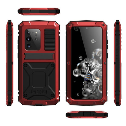 For Galaxy S20 Ultra Shockproof Waterproof Dust-proof Metal + Silicone Protective Case with Holder(Red) - Galaxy Phone Cases by buy2fix | Online Shopping UK | buy2fix