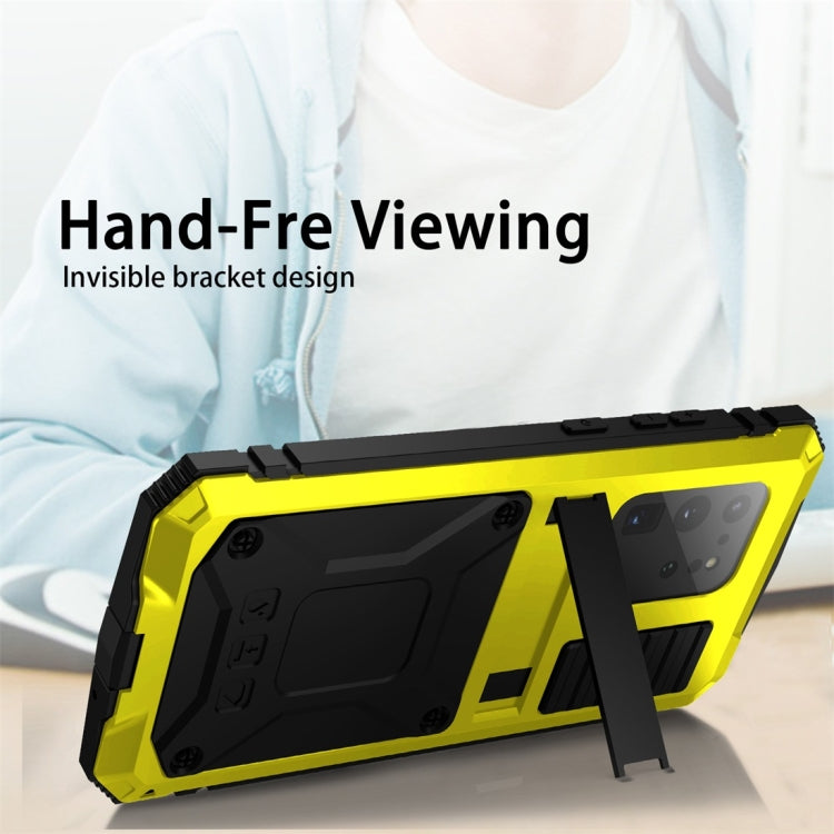 For Galaxy S20 Ultra Shockproof Waterproof Dust-proof Metal + Silicone Protective Case with Holder(Yellow) - Galaxy Phone Cases by buy2fix | Online Shopping UK | buy2fix