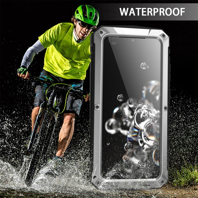 For Galaxy S20 Ultra Shockproof Waterproof Dust-proof Metal + Silicone Protective Case with Holder(Silver) - Galaxy Phone Cases by buy2fix | Online Shopping UK | buy2fix
