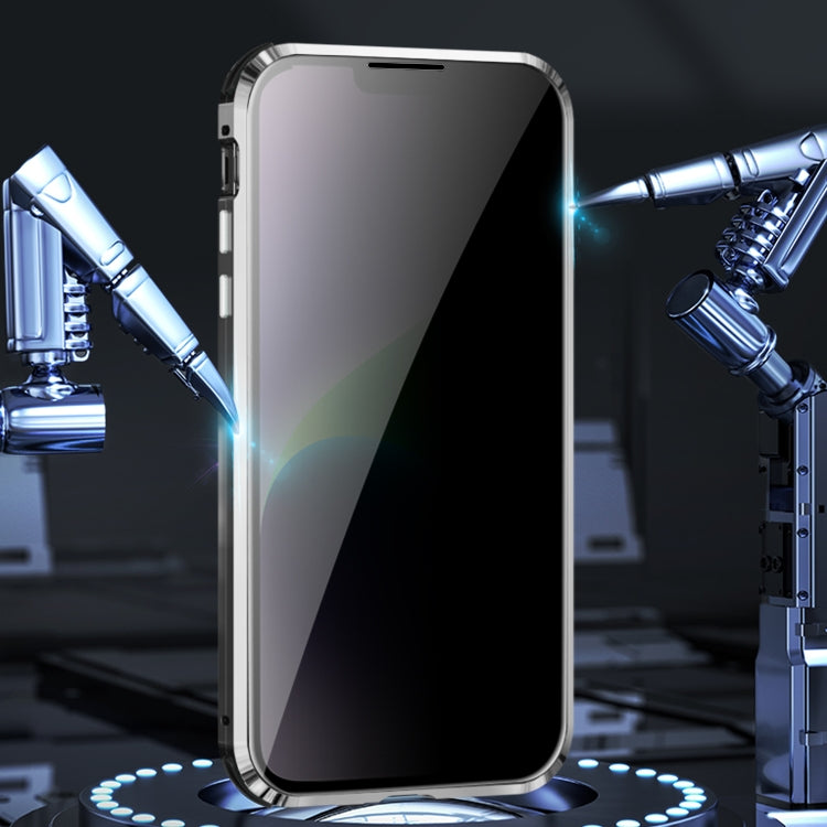 For iPhone 14 Anti-peeping Magnetic Tempered Glass Phone Case (Gold) by buy2fix