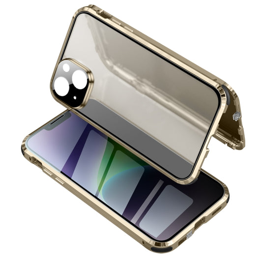 For iPhone 14 Plus Anti-peeping Magnetic Tempered Glass Phone Case (Gold) - iPhone 14 Plus Cases by buy2fix | Online Shopping UK | buy2fix