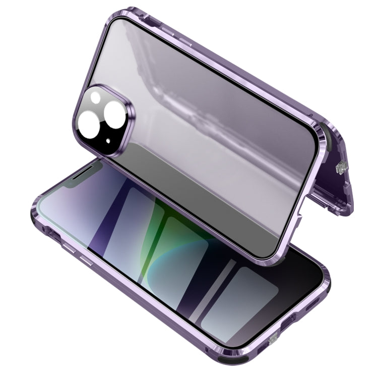 For iPhone 14 Plus Anti-peeping Magnetic Tempered Glass Phone Case (Purple) - iPhone 14 Plus Cases by buy2fix | Online Shopping UK | buy2fix