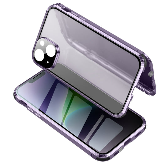 For iPhone 14 Plus Anti-peeping Magnetic Tempered Glass Phone Case (Purple) - iPhone 14 Plus Cases by buy2fix | Online Shopping UK | buy2fix