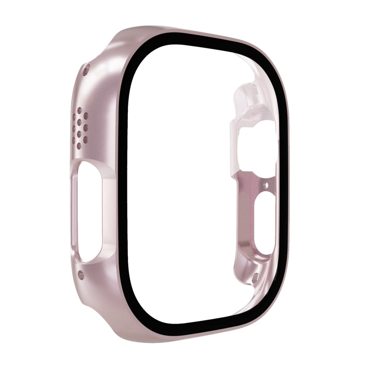 Tempered Glass Film PC Watch Case For Apple Watch Ultra 1 / 2 / 3 49mm(Rose Gold) by buy2fix