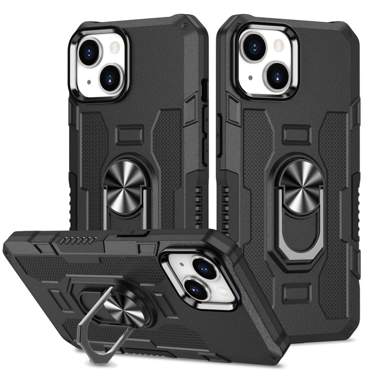 For iPhone 14 Ring Holder Armor Hybrid Phone Case (Black) by buy2fix