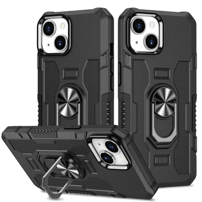 For iPhone 14 Ring Holder Armor Hybrid Phone Case (Black) by buy2fix