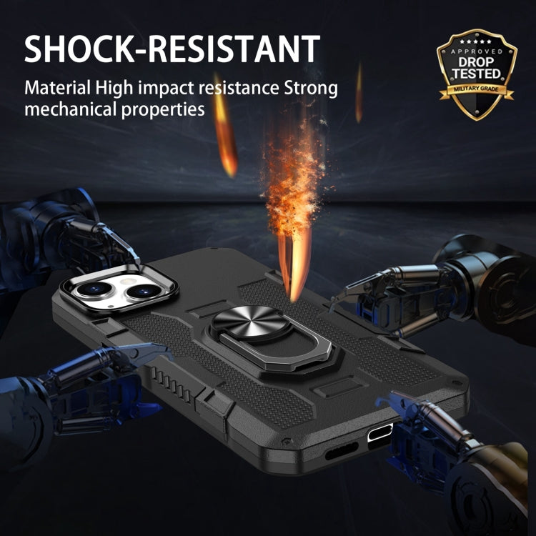 For iPhone 14 Ring Holder Armor Hybrid Phone Case (Black) by buy2fix