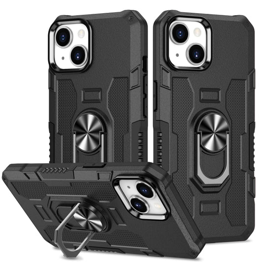 For iPhone 14 Plus Ring Holder Armor Hybrid Phone Case (Black) - iPhone 14 Plus Cases by buy2fix | Online Shopping UK | buy2fix