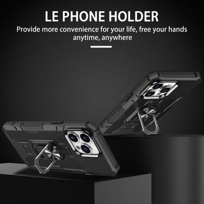For iPhone 14 Pro Ring Holder Armor Hybrid Phone Case(Black) - iPhone 14 Pro Cases by buy2fix | Online Shopping UK | buy2fix