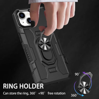 For iPhone 13 Ring Holder Armor Hybrid Phone Case(Black) by buy2fix