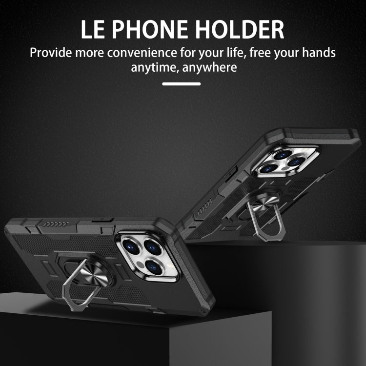 For iPhone 13 Pro Max Ring Holder Armor Hybrid Phone Case (Black) - iPhone 13 Pro Max Cases by buy2fix | Online Shopping UK | buy2fix