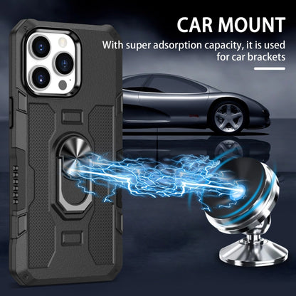 For iPhone 13 Pro Max Ring Holder Armor Hybrid Phone Case (Black) - iPhone 13 Pro Max Cases by buy2fix | Online Shopping UK | buy2fix
