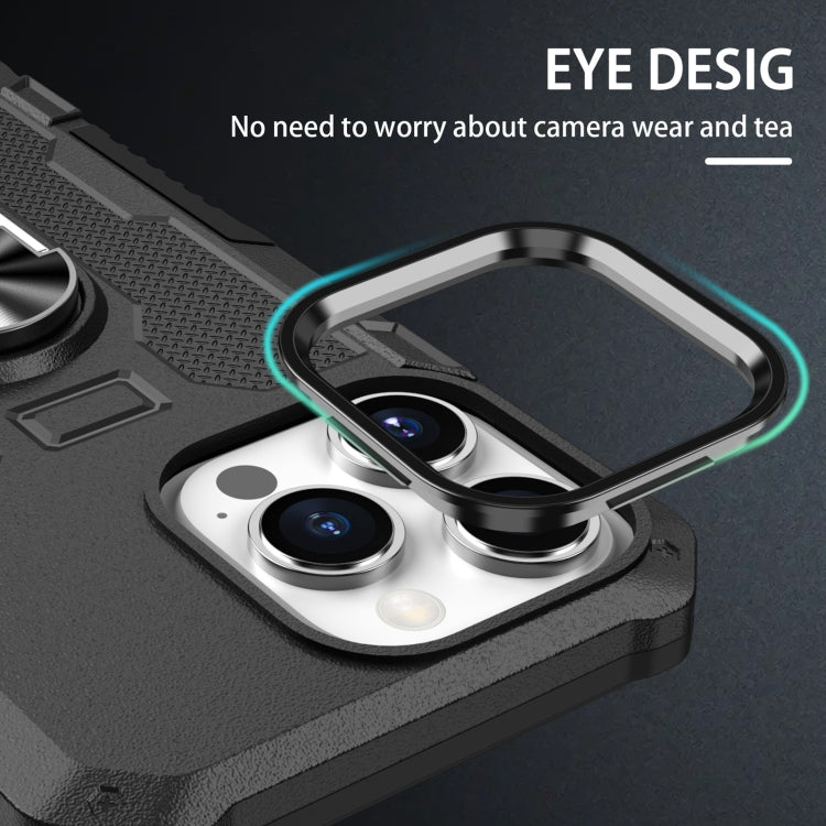 For iPhone 13 Pro Max Ring Holder Armor Hybrid Phone Case (Black) - iPhone 13 Pro Max Cases by buy2fix | Online Shopping UK | buy2fix