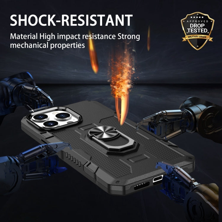 For iPhone 13 Pro Max Ring Holder Armor Hybrid Phone Case (Black) - iPhone 13 Pro Max Cases by buy2fix | Online Shopping UK | buy2fix