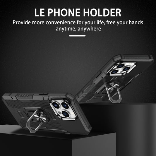 For iPhone 13 Pro Ring Holder Armor Hybrid Phone Case (Black) by buy2fix
