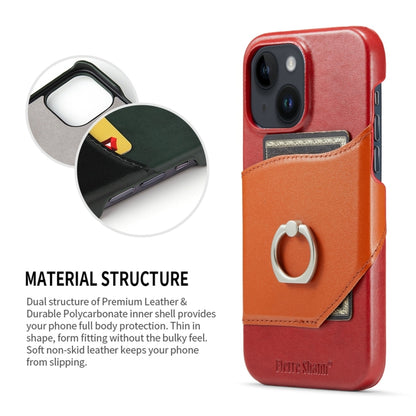 For iPhone 14 Fierre Shann Oil Wax Texture Genuine Leather Back Case (Red) - iPhone 14 Cases by FIERRE SHANN | Online Shopping UK | buy2fix
