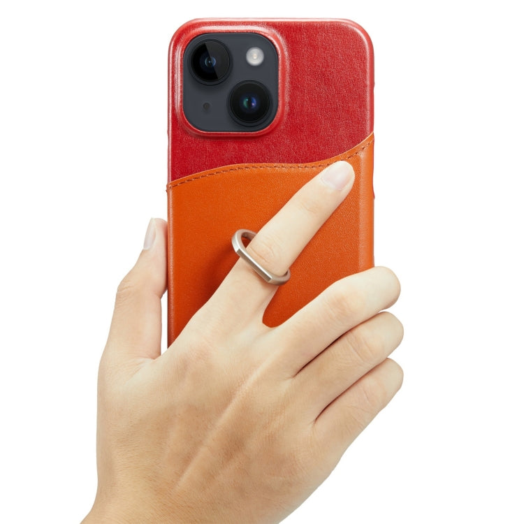 For iPhone 14 Plus Fierre Shann Oil Wax Texture Genuine Leather Back Case (Red) - iPhone 14 Plus Cases by FIERRE SHANN | Online Shopping UK | buy2fix